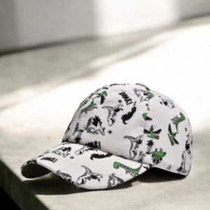Casquette ENFANT en coton à motifs dinosaures noir et vert