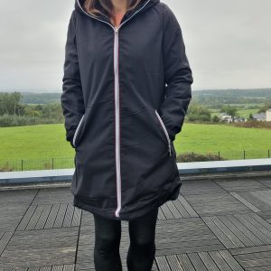 New Lolo - Manteau long NOIR réversible, imperméable et complètement fourré non resserrable à la taille