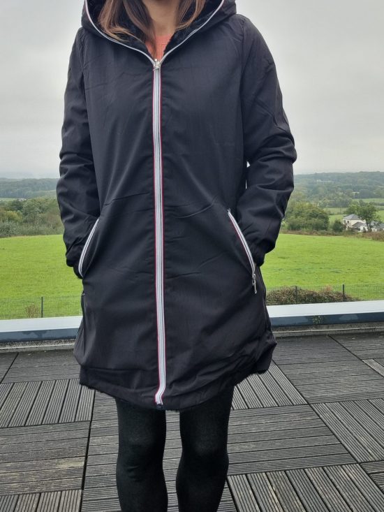 New Lolo - Manteau long NOIR réversible, imperméable et complètement fourré non resserrable à la taille