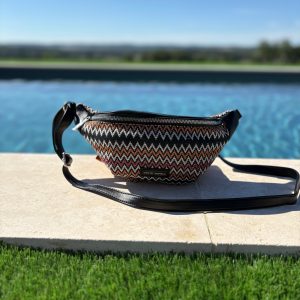 Sac banane simili cuir et tissu noir