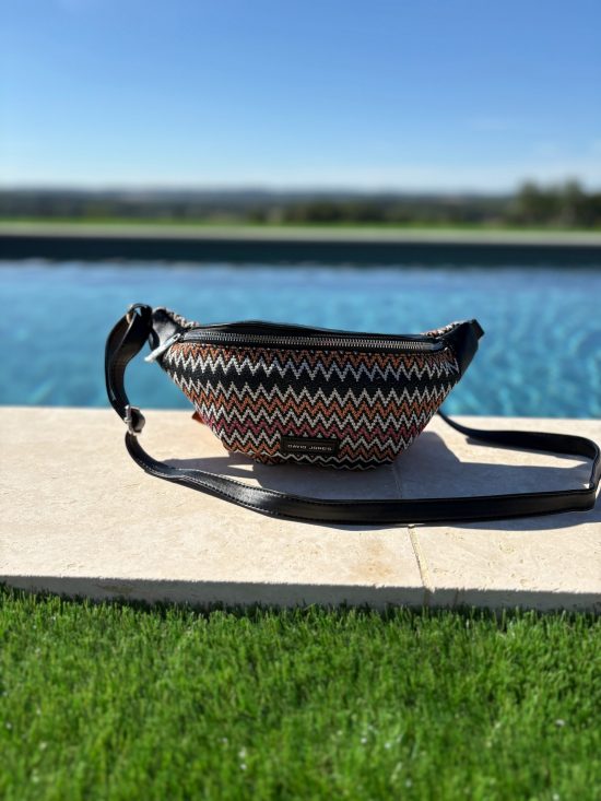 Sac banane simili cuir et tissu noir