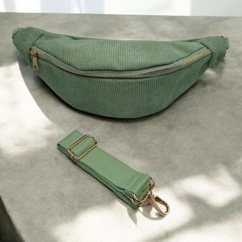 Sac banane velours cotelé vert d’eau