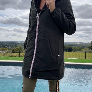 New Lolo - Manteau long kaki réversible imperméable fourré fausse fourrure