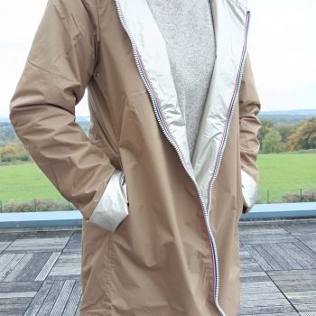 Laura Jo – Imperméable réversible long mi-saison garnissage ouate camel / doré