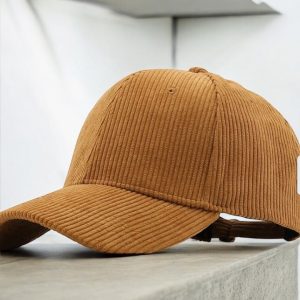 Casquette unisexe en velours côtelé coloris marron café camel