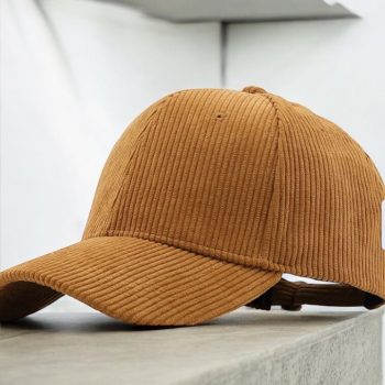Casquette unisexe en velours côtelé coloris marron café camel