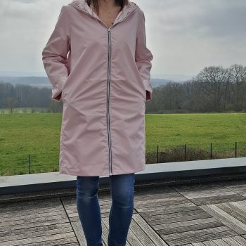 Melya Melody - Manteau léger long rose réversible imperméable rose brillant