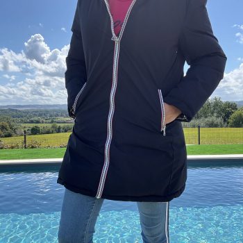 Melya Melody - Manteau long réversible et imperméable matelassé noir/doré