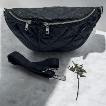 Sac banane XL matelassé effet doudoune noir