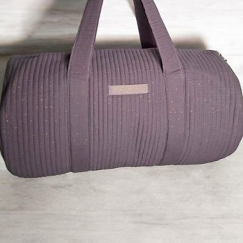 Sac polochon en coton matelassé violet parme à pois dorés 'La Ptite Cachotiere'