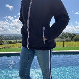 Melya Melody - Manteau court réversible et imperméable matelassé noir/doré