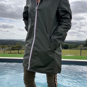 New Lolo - Imperméable réversible long sans garnissage ouate couleur kaki/léopard