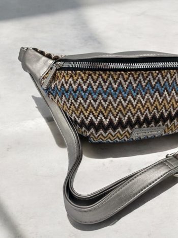 Sac banane simili cuir et tissu argenté – Image 12