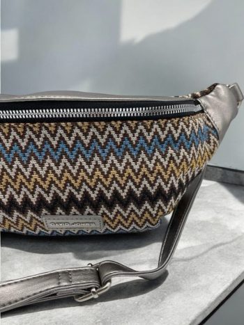 Sac banane simili cuir et tissu argenté – Image 11