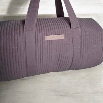 Sac polochon en coton matelassé violet parme à pois dorés ‘La Ptite Cachotiere’