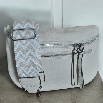 Sac banane simili cuir 2 poches sangle fantaisie beige