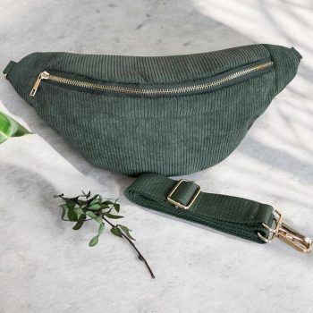 Sac banane velours cotelé kaki