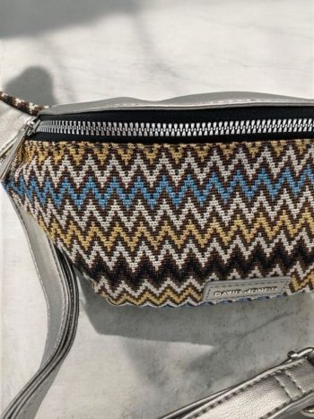 Sac banane simili cuir et tissu argenté – Image 13
