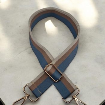 Bandoulière sangle large à rayures bleu et marron