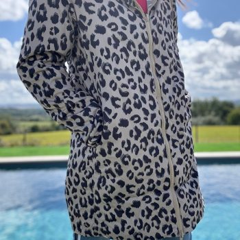 Laura Jo – Imperméable réversible long mi-saison garnissage ouate doré/léopard