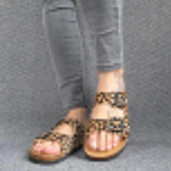 Chaussures sandales intérieur cuir motif léopard style Birk
