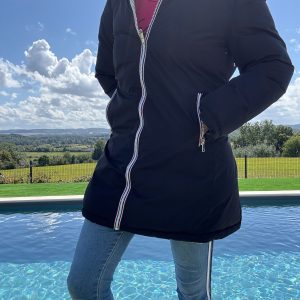 Melya Melody - Manteau long réversible et imperméable matelassé noir/doré - Curvy