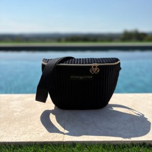 Sac banane en velours côtelé noir “La P’tite cachottière”