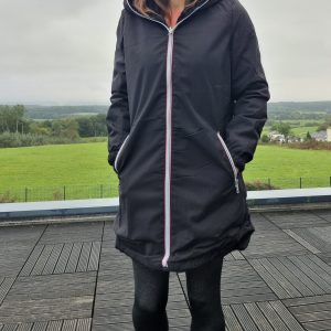 New Lolo - Manteau long NOIR réversible, imperméable et complètement fourré non resserrable à la taille - Curvy