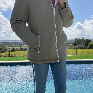 Melya Melody - Manteau court réversible et imperméable matelassé kaki/doré