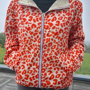 Escandelle - Parka imperméable courte Léopard orange réversible doré