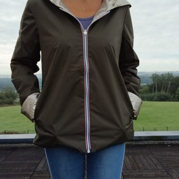 Laura Jo - Imperméable réversible court mi-saison garnissage ouate kaki / doré