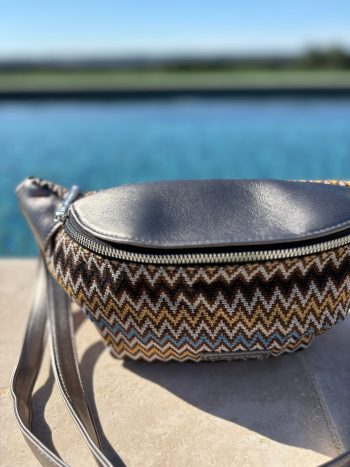 Sac banane simili cuir et tissu argenté – Image 3