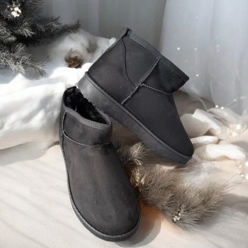 Bottines basses fourrées fausse fourrure noir