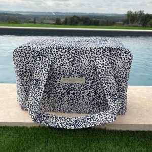 Sac week-end de voyage polochon coton fin léopard bleu marine blanc