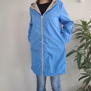 Melya Melody - Manteau long réversible imperméable bleu doré