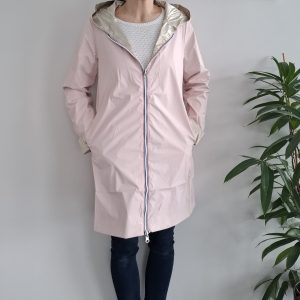 Laura Jo - Imperméable réversible long sans garnissage ouate couleur rose nude/doré