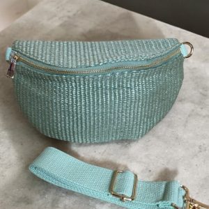 Sac banane Jade & Clarisse effet tressé couleur Vert d’eau