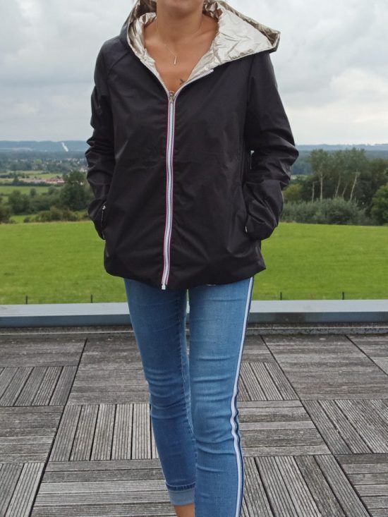 Laura Jo - Imperméable réversible court mi-saison garnissage ouate noir / doré