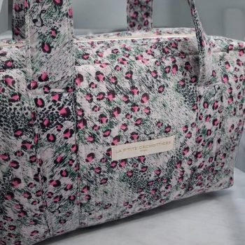 Sac week-end de voyage polochon velours matelassé fleuri animalier