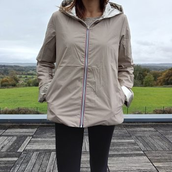 Laura Jo - Imperméable réversible court garnissage ouate mi-saison beige / doré