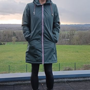 Laura Jo - Imperméable long doublé en fausse fourrure cordon tricolore couleur vert forêt
