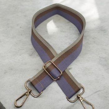 Bandoulière sangle large à rayures violet et marron
