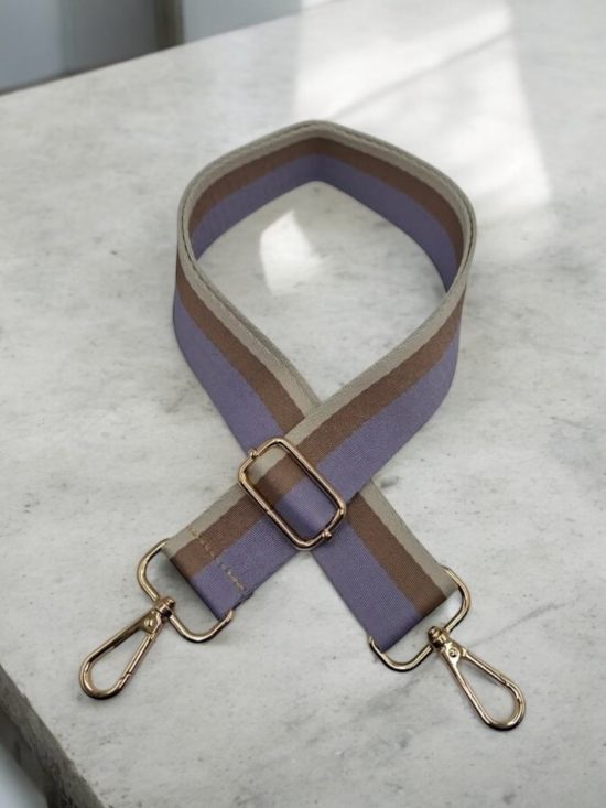 Bandoulière sangle large à rayures violet et marron