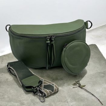 Sac banane XL simili cuir kaki avec porte monnaie