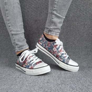 Chaussures baskets basses toile liberty fleuri style converse
