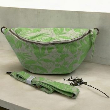 Sac banane XL tissu style toile de jouy vert pomme creme