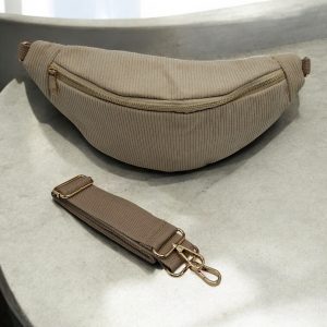 Sac banane velours cotelé beige
