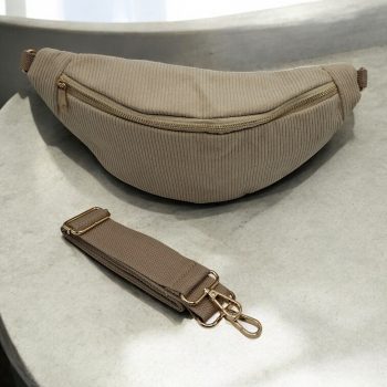 Sac banane velours cotelé beige