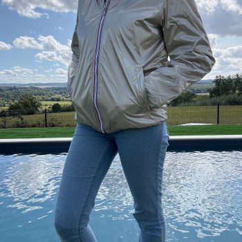 Laura Jo - Imperméable fourré court fausse fourrure doré intérieur imitation sherpa beige