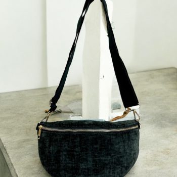 Sac en banane en tissu texturé noir